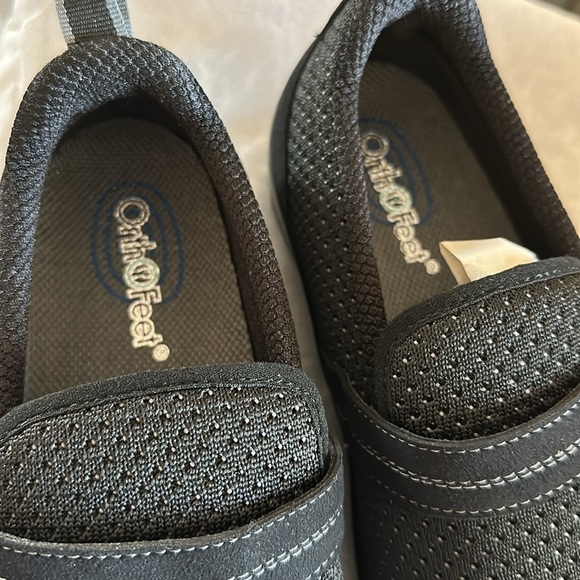 NWT Women’s Black Slip-On Shoes OrthoFeet NWT in box new 8 wide orthopedic - Picture 4 of 9